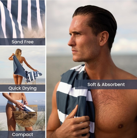 Microfiber Beach Towel Navy Blue Brand New - Picture 3 of 6